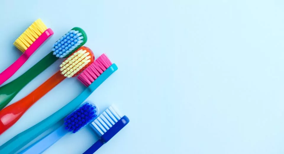 Colorful toothbrushes.