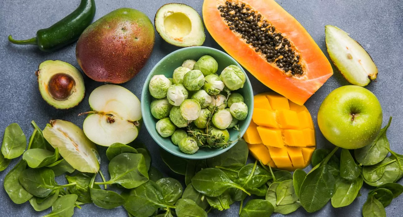 Foods high in folic acid. Vegetables, fruits rich in vitamin C